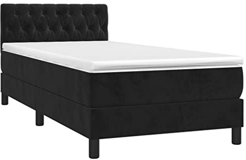 vidaXL Boxspringbett mit Matratze Schwarz 90x200 cm Samt
