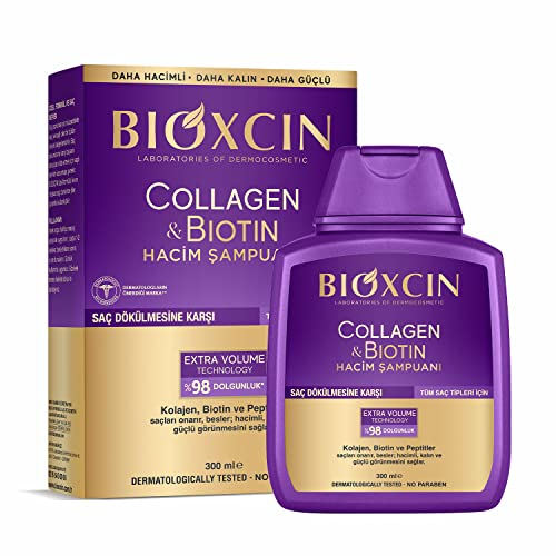 Bioxcin Collagen & Biotin Volume Shampoo 300 ml – per capelli più spessi, più forti e più voluminosi – contro la caduta dei capelli – tutti i tipi di capelli