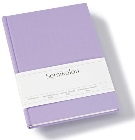 Semikolon 370049 Notizbuch Classic A5 blanko - 176 Seiten, cremeweißes Papier - Lesezeichen - lilac silk lila