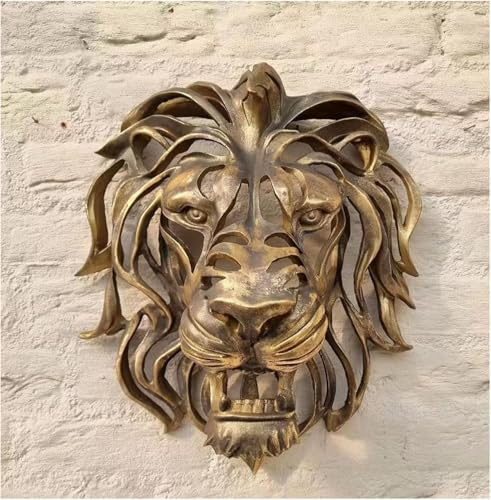 ZGSYH Grande Sculpture d'art Murale Tête de Lion, Nouvelle Sculpture Murale de Maison Tête de Lion en Résine 3D, Décoration Murale de Lion de Ferme Faite à la Main Cadeau de pendaison de crémaillère (