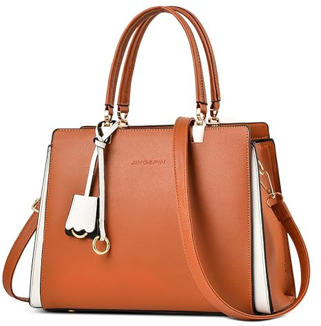 DEEVORCA Elegant Damen Henkeltasche Mode Leicht Schultertasche mit Griff Grosse Kapazität Tasche Tote Bag für Shopper Reise Täglich Urlaub Business Arbeiten PU Leder Damen Handtaschen Orange