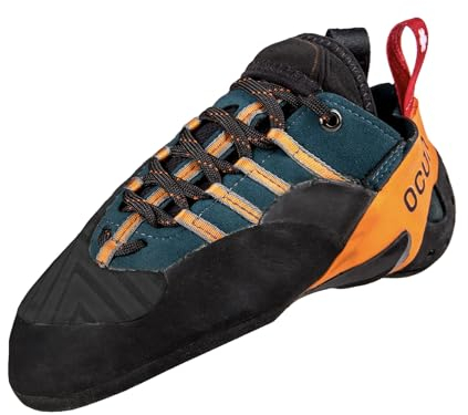 Ocun Sigma Kletter- & Boulderschuh für technisch fortgeschrittene Indoor- & Outdoor-Klettertouren, Petrol/Ora, 14 Women/13 Men