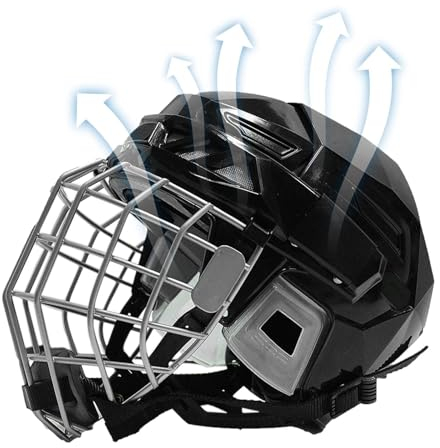 Caschi da hockey da uomo, da hockey da strada, robusti e sicuri, con gabbia, per hockey su ghiaccio