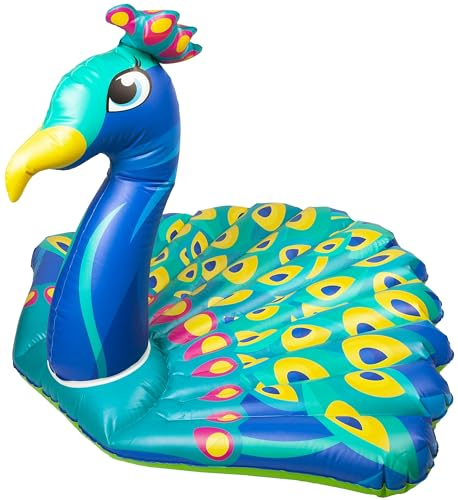 Giant Inflatable Peacock Lounger for Adults - 140cm x 105cm | Beach & Pool Float Ride On | Sturdy PVC Vinyl with Repair Kit Included
