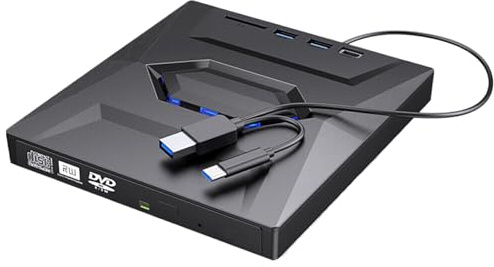 QOKLIYUI Enregistreur CD R Transmission de données à Grande Vitesse Plug and Play graveur de DVD RW Externe DVD RW Lecteur Optique enregistreur de CD, 5en1