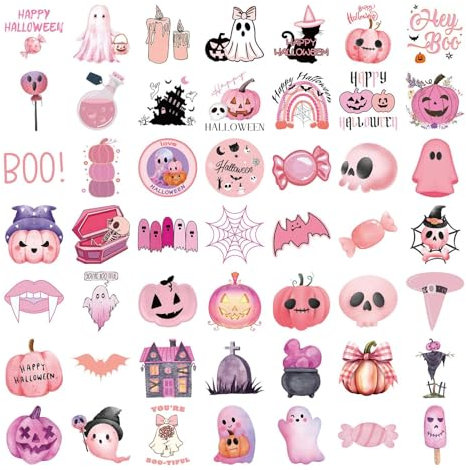 Geisteraufkleber, Halloween-Ausschnitte, niedliche Geister, Spinnennetz-Aufkleber, wasserdichte Stickerbögen für Rucksack, Koffer, Kühlschrank