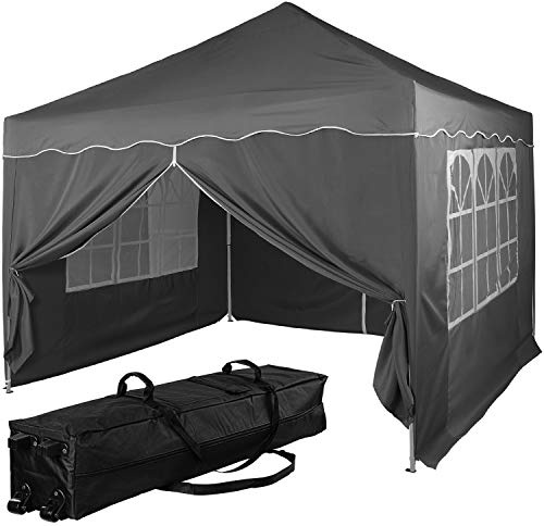 INSTENT Pavillon 3 x 3 m Basic wasserdicht UV Schutz 50+, 4 Seitenteile, Farbwahl, Dunkel-Grau