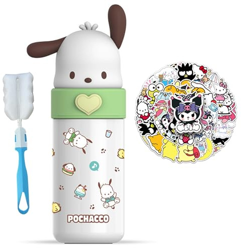 Roffatide Cartoon Wasserflasche Frauen Isolierte Wasserbecher Vakuum isolierte Edelstahl Wasserflasche niedliche Mädchen Geschenke hält Getränke heiß oder kalt (1 Pinsel + 51 Aufkleber)