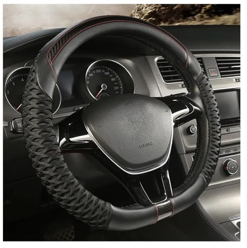 Lenkradbezug Auto Für VW Für Golf 7 2015 Für Polo Für JATTA Für Passat Für Tiguan Auto Lenkradbezug D-Form Autozubehör Innenraum(Schwarz)