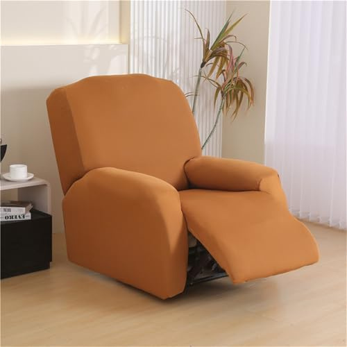 Hearda Stretchhusse für Relaxsessel,Solide Farbe Sesselschoner für Relaxsessel 4-Teilig Sesselbezug Relaxsessel Bezug Stretch Bezug für Fernsehsessel, Recliner Chair Cover Waschbar (Kamelfarbe)