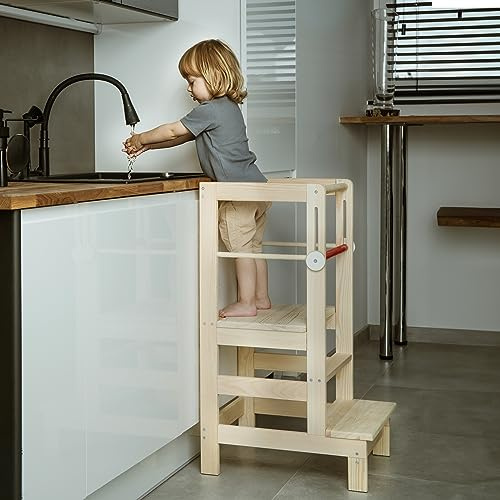 Love For Sleep Lernturm für Kinder Montessori - ab 1 Jahr Höhenverstellbar - Learning Tower aus Holz, Kinder Lernturm Stabil