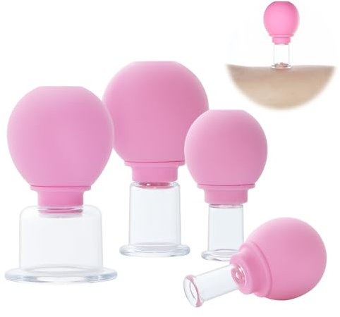 Facial Cupping Set, 4 Pcs Silicone Facial Cupping Set, Facial Massage Cupping Sets, Cupping Vacuum Suction for Face Skin, Suitable for Wrinkle Reduction, Firm Skin