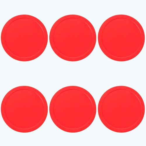 6 Pack 3 1/4 Inches Air Hockey Pucks Full Size Heavy Replacement Pucks for Air Hockey Tables (Red 82mm)