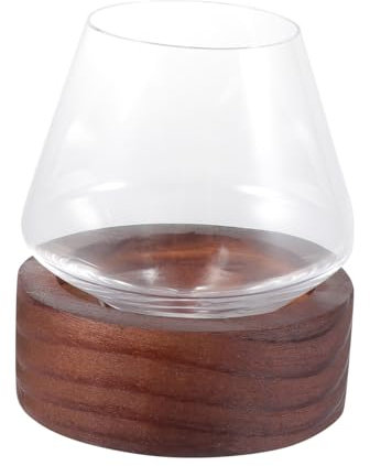 Alipis Copa De Whisky y Vaso De Vino Giratoria 300ml De Cristal Transparente Posavasos De Madera Para Cócteles y Bourbon Bar