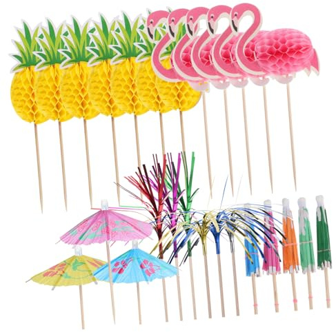 FUNOMOCYA 140 Teiliges Cupcake Picks mit Flamingo Cake Toppers Bunte Cocktailspieße für Sommerpartys Tortendeko und Dessertdekorationen Vielseitig für Geburtstage und Hochzeiten
