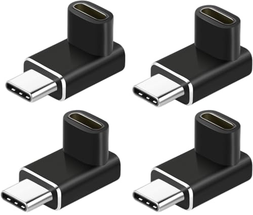 Thsucords Lot de 4 Adaptateurs coudés USB C 90 Degrés PD 100W vidéo 4K 20Gbit/s USB Type C 3.2 Gen2 Mâle vers Femelle pour Steam Deck, Switch, MacBook