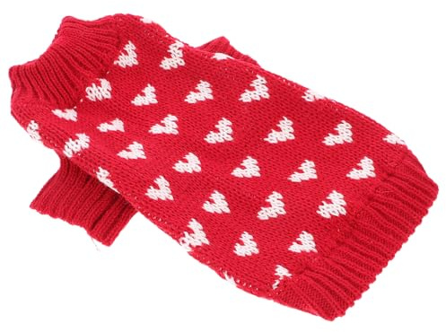 DIYEAH Strickpullover für Hunde mit Herzchenmuster Dehnbarer Rollkragenpullover für Welpen Winterkleidung für Kleine Haustiere