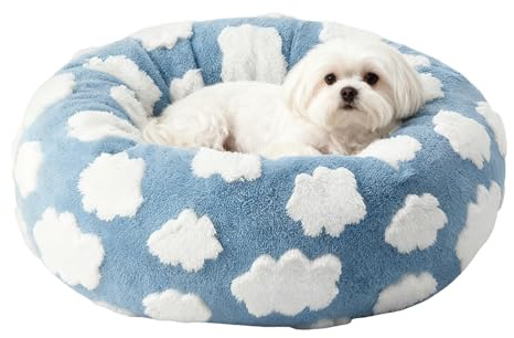 Kuschelbett – Flauschiges Rundes Plüschbett Mit Rutschfestem Boden Für Katzen Und Hunde | Bequemes Schlafkissen Für Welpen Und Kätzchen, Warmes Winter Kissen Für Innenbereich Wohnzimmer Schla