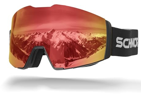 SCHNORR Lunettes de ski Edge | Lentilles Revo complètes, anti-buée, protection UV400, sangle de 45 mm, lunettes de ski pour homme, lunettes de snowboard, mauvais temps, lunettes de ski, lunettes de