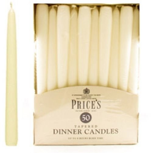 Prices Candles Unwrapped Tapered Dinner Candle, Pack of 50, Red (Ivory)