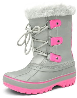DREAM PAIRS Botas de nieve y calzado de invierno para niños.,Size 28.5,Gris/Fucsia,FORESTER