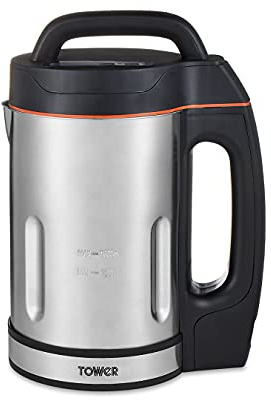 Tower T12031 Soup & Smoothie Maker with Intelligent Control System and Stainless Steel Jug and Blade, 1000W, 1.6 Litre, Stainless Steel