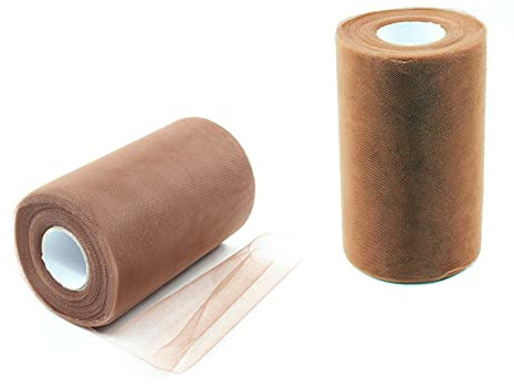 ZADAWERK® Tüll - 15 cm x 45 m - Pink - 1 Rolle - Tisch-Deko - Hochzeit - Weihnachts-Tüll - Geschenk - Schleife - Schleier - Tutu - DIY Tüllrolle - Netzstoff (Braun, 15 cm)