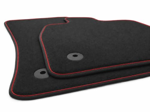 Fußmatten passend für Seat Leon 3 4 FR Cupra Velours Premium Zierband Rot | Original Qualität Automatten Set, Tuning, 2er Set