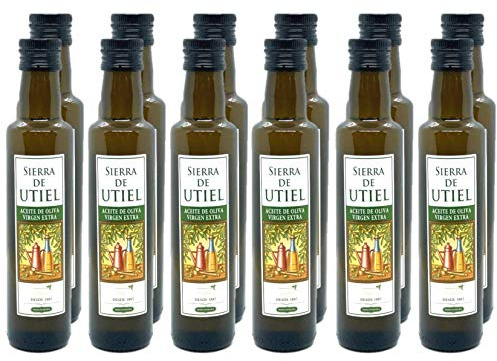 Sierra de Utiel - Aceite de Oliva Virgen Extra - Caja de 12 botellas de 250 ml - AOVE 100% natural producido en España - Ideal para regalar en bodas, bautizos, comuniones, Navidad