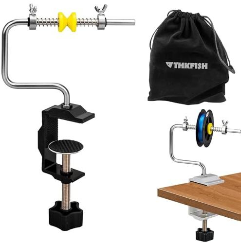 THKFISH Schnurspulgerät mit Klemme Handhaspel Angelschnur Spool Spooler System Klammer Angel Zubehör