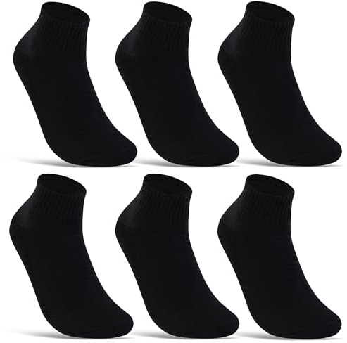 Lot de 6 ou 12 Paires de Chaussettes Basses de Sport Homme & Femme Semelle en Tissu Éponge Coton 16200 (39-42 6 paires Noir)