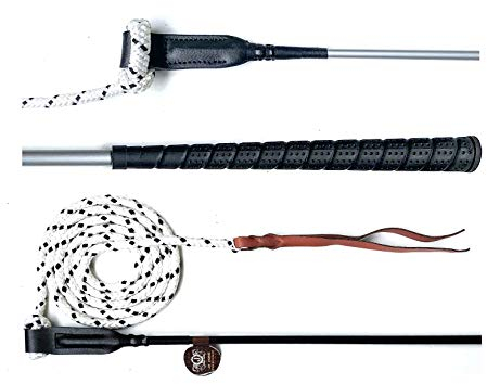 JA Horse Pferd Kontaktstock mit Seil für die Training Bodenarbeit 100/120 cm, Bodenarbeitstick Reitstick Pferdestick Longiergerte Finesse-Stick Carrot Stick Horsemanship Stick (120 cm, Silber grau)