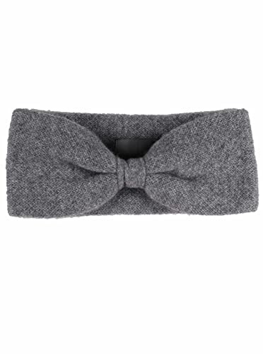 Zwillingsherz Stirnband aus 100% Kaschmir - Hochwertiges Kopfband im Uni Design für Damen Frauen Mädchen - Wolle - Haarband – warm und weich perfekt für Frühjahr Herbst Winter - mgrau