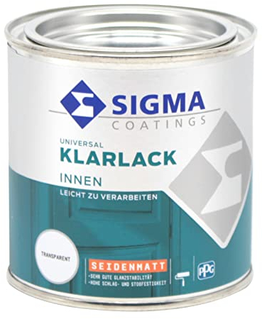 Sigma Universal 2in1 Klarlack f??r Innen seidenmatt Schlag- und Sto? fester Holzlack (0,375 Liter)