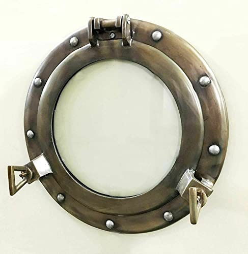 Portejo de buey náutico marino colgante de pared ojo de buey marrón redondo ventana de buey vidrio latón ventana espejo decoración de pared ojos de buey