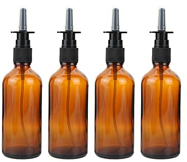 Flaconi spray nasali portatili ricaricabili in vetro ambrato vuoti da 100 ml con testa spray a pressione spruzzatore fine nebulizzatore contenitori per trucco acqua da viaggio (10 pezzi)
