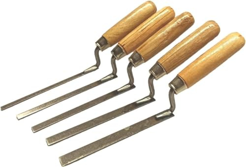 Lot de 5 truelles pointues solides en acier carbone avec ressort plat 6 8 10 12 14 mm avec manche en bois (1,5 m)