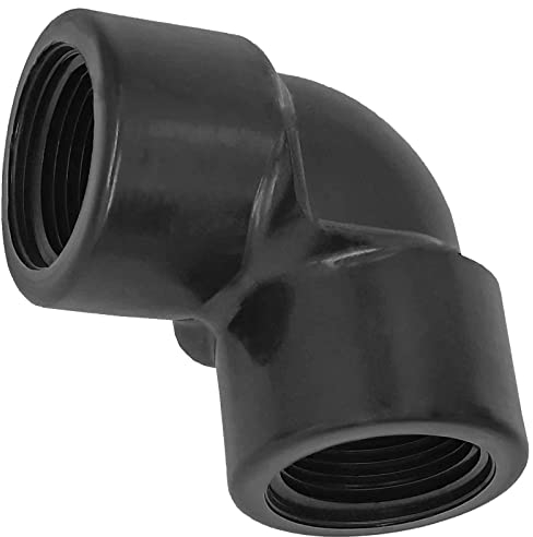 Winkel 90° Grad aus Kunststoff PP 1 Zoll IG x IG DN25 Innengewinde Innendurchmesser 30mm Gewinde Fitting Trinkwasser geeignet Rohr Verschraubung Kupplung Bogen Anschluss L Stück