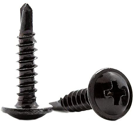 4.2mm x 25mm Black Self Drilling Wafer Head Screws Steel Self Tapping Screws for Metal Sheets Roofing Windows (Pack of 50) M11ABCD