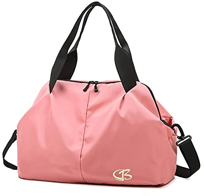 Vllcsla Sporttasche Damen Klein Reisetasche, 45x27x20 cm, mit Nassfach, Weekender Fitness Gym Bag, Sport Tasche Damen Fitnessstudio Gym Tasche, Leichte Weiche Sporttasche, Hell Rosa