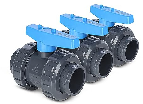 Paradies Pool PVC Fitting Kugelhahn Ø 50mm mit Klebemuffen, PVC-U Muffe Klebefitting, Qualität aus Europa, Menge: 3 Stück