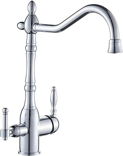 JQFDD Robinet 3 Voies Osmoseur Robinet Double Sortie Cuisine Filtre a Eau Robinet Mitigeur 3 en 1 pour Filtre à Eau Robinet d'eau Potable Robinetterie de Cuisine Chrome