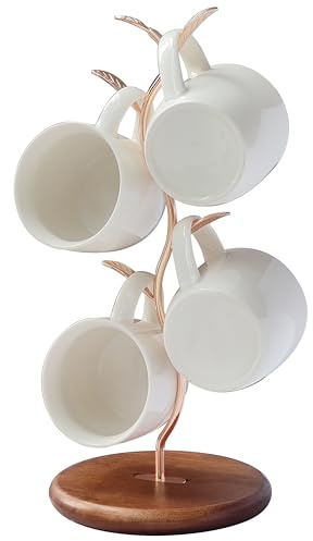 NBUOON Leaf Shaped Coffee Tea Cup Mug Holder Stand for Countertop, Perfect Coffee Bar Accessory & Kitchen Home Organizer Gold