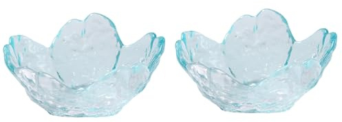 Soulnioi Lot de 2 mini bols à dessert en verre avec cuillères pour crème glacée, collation, sushis - Bleu