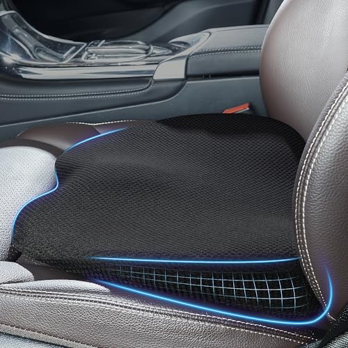 QUTOOL Car Memory Foam Seat Cushion Car Seat Cushions for Driving Wedge Booster Seat Cushion for Short People Chair Seat Cushion Pad Seat Back Support for Office Chair, Cars, and Trucks (Black)