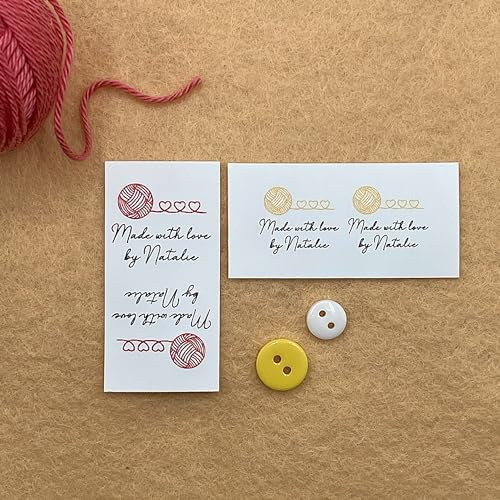 Ball Of Wool Clothing Care Label Sew On Tags 50 x 25mm (030FO) Add To Your Items Handmade Washing Instructions Crochet Knitting Macramé