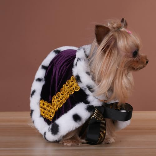 Lovelyshop Pet Serial Lux Fell Katze Hund Umhang für Halloween Kostüme, König Königin Prinz und Prinzessin Cosplay-XS lila