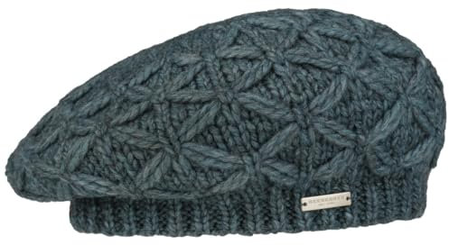 Seeberger Annelie Strickbaske Baskenmütze Wintermütze Damenmütze Baske Damen - mit Futter Winter Herbst-Winter - One Size Petrol