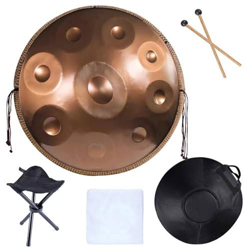 9/10/12 Noten Handpan Trommel In D-Moll 432 Hz / 440 Hz Stahl-Handtrommel Für Klangheilung, Persönliche Meditation, Yoga, Handpan Drum Schlaginstrument(Color:Gold,Size:9 Notes(440HZ))
