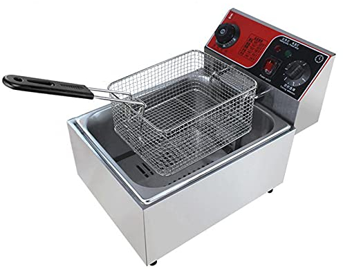 LAMEDOAT Friggitrice elettrica 6L/6L+6L, friggitrice elettrica Commerciale con cestello, con Funzione di Controllo della temporizzazione e della Temperatura, per Uso Commerciale e Domestico